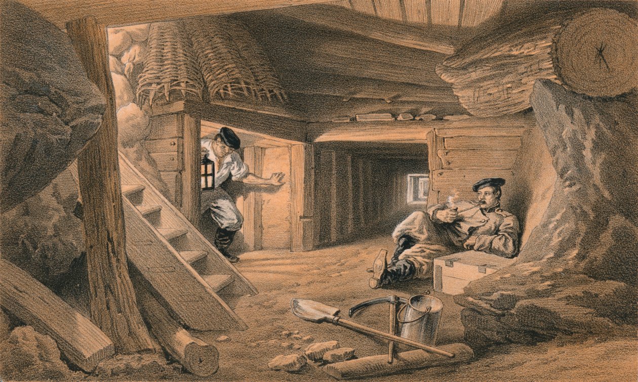 Kopalnia w Bastion du Mat, 1856 autorstwa Thomas Picken
