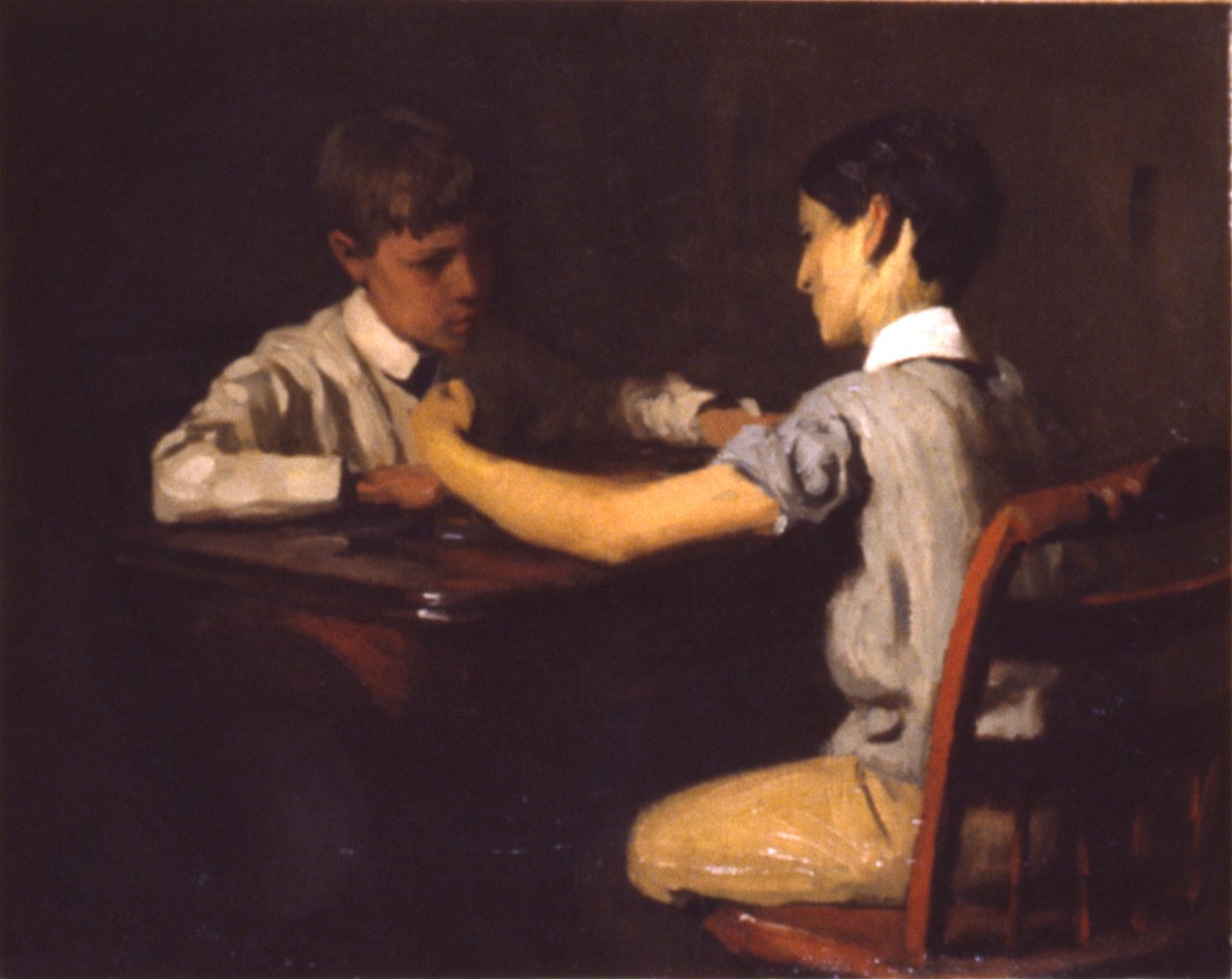 Gracze w szachownicę, ca. 1895. autorstwa Thomas Pollock Anshutz