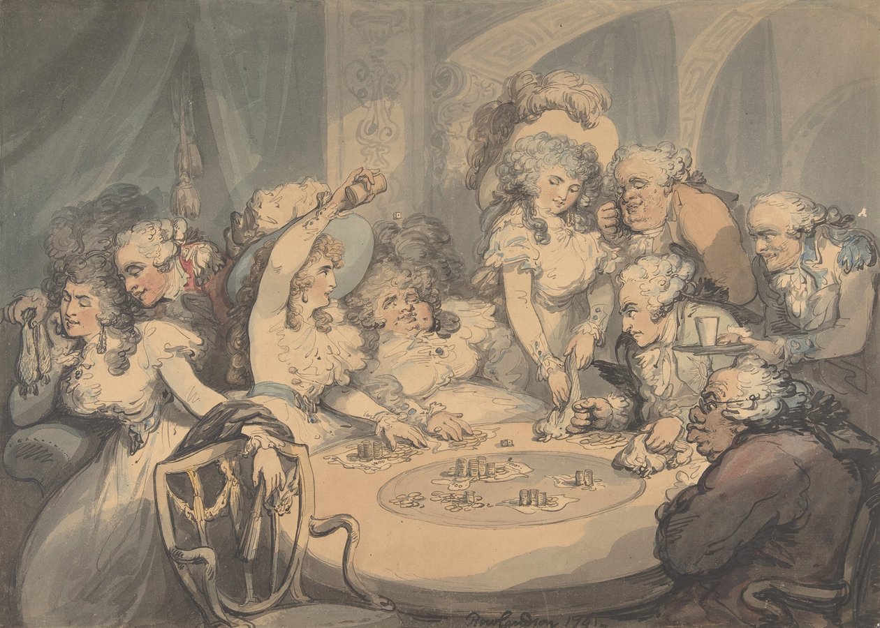 Stół do gier w Devonshire House, 1791. autorstwa Thomas Rowlandson