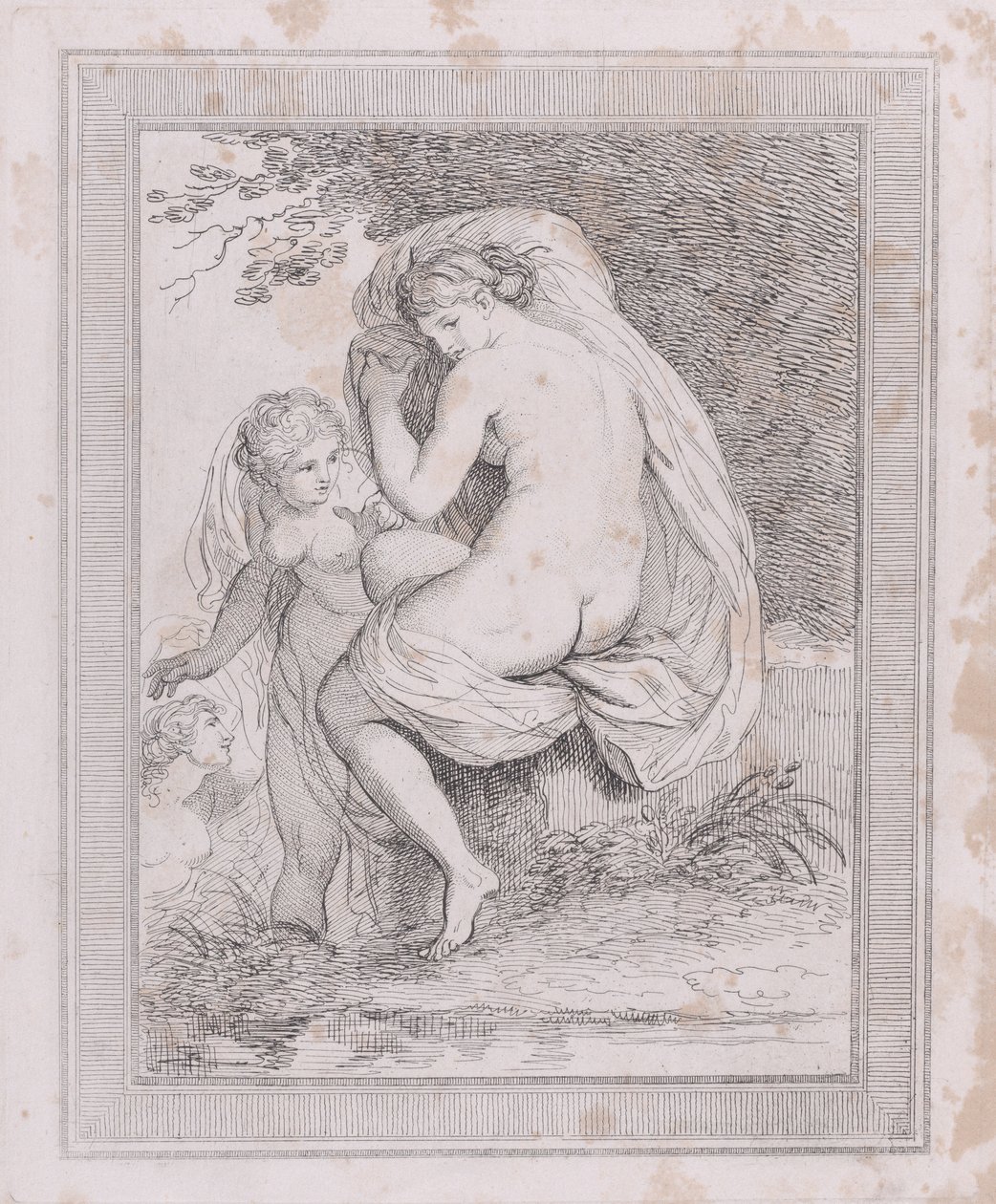 Sama susząca nimfa, 1790-99., 1790-99. autorstwa Thomas Rowlandson