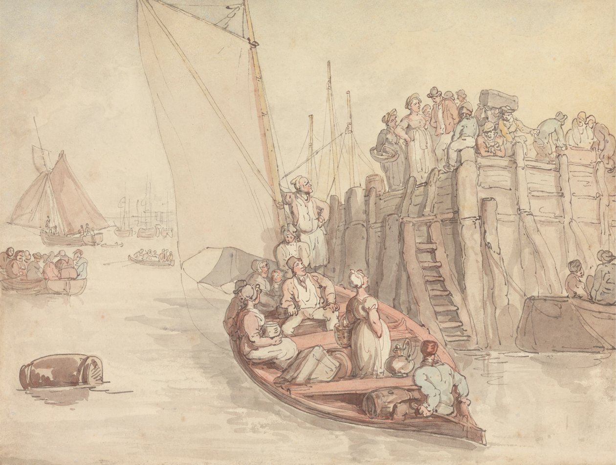 Molo w Amsterdamie (wersja A) autorstwa Thomas Rowlandson