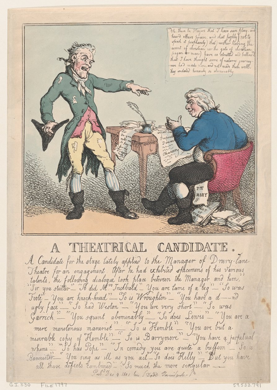 Kandydat teatralny, 1797., 1797. autorstwa Thomas Rowlandson