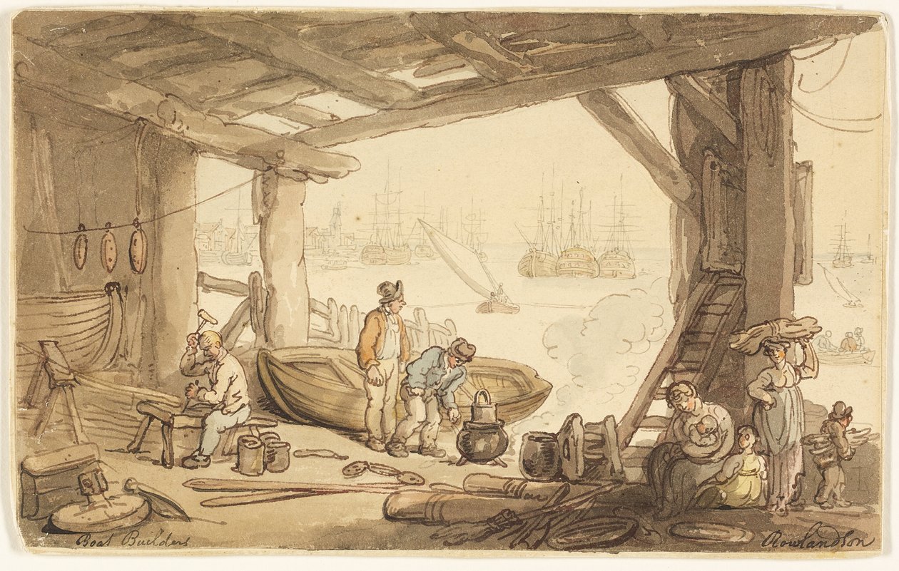 Budowniczowie łodzi autorstwa Thomas Rowlandson