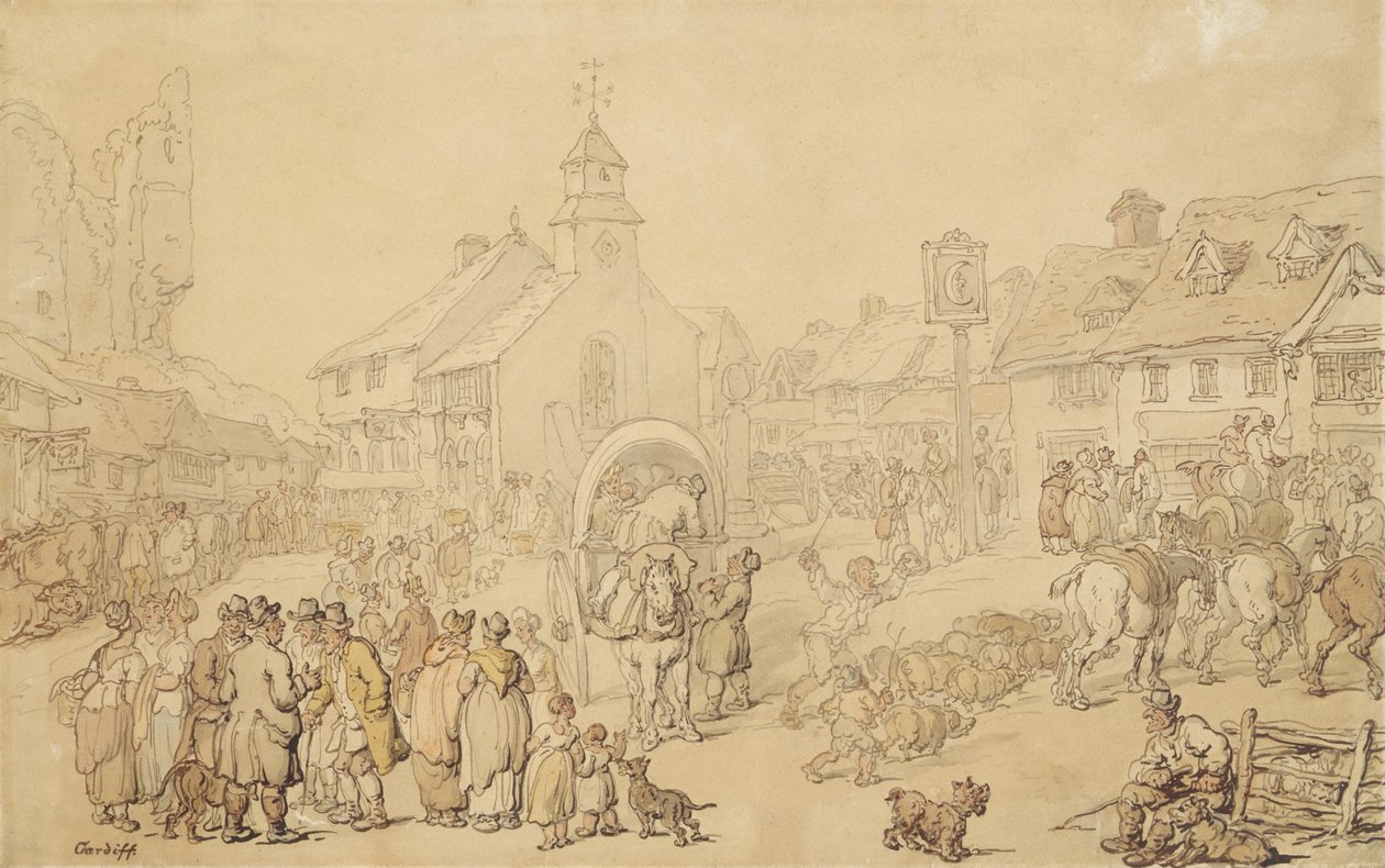 Cardiff (tusz i pranie na papierze) autorstwa Thomas Rowlandson