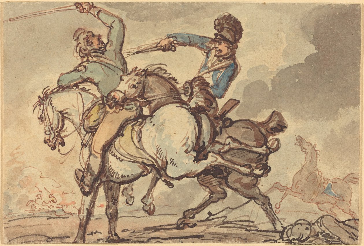 Potyczka kawalerii autorstwa Thomas Rowlandson