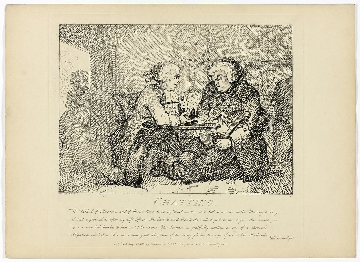 Pogawędka, z podróży Boswella po Hebrydach autorstwa Thomas Rowlandson
