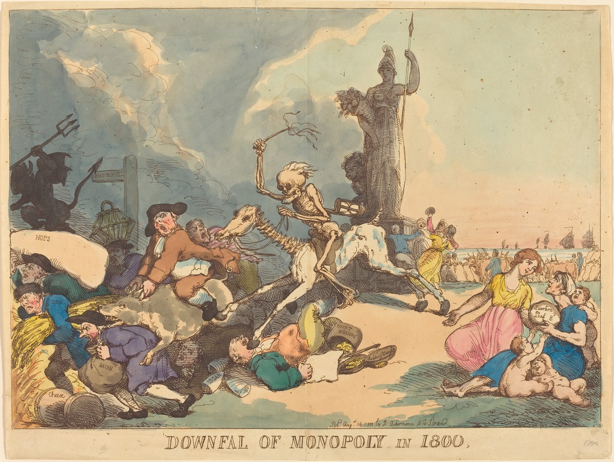 Upadek monopolu w 1800 autorstwa Thomas Rowlandson