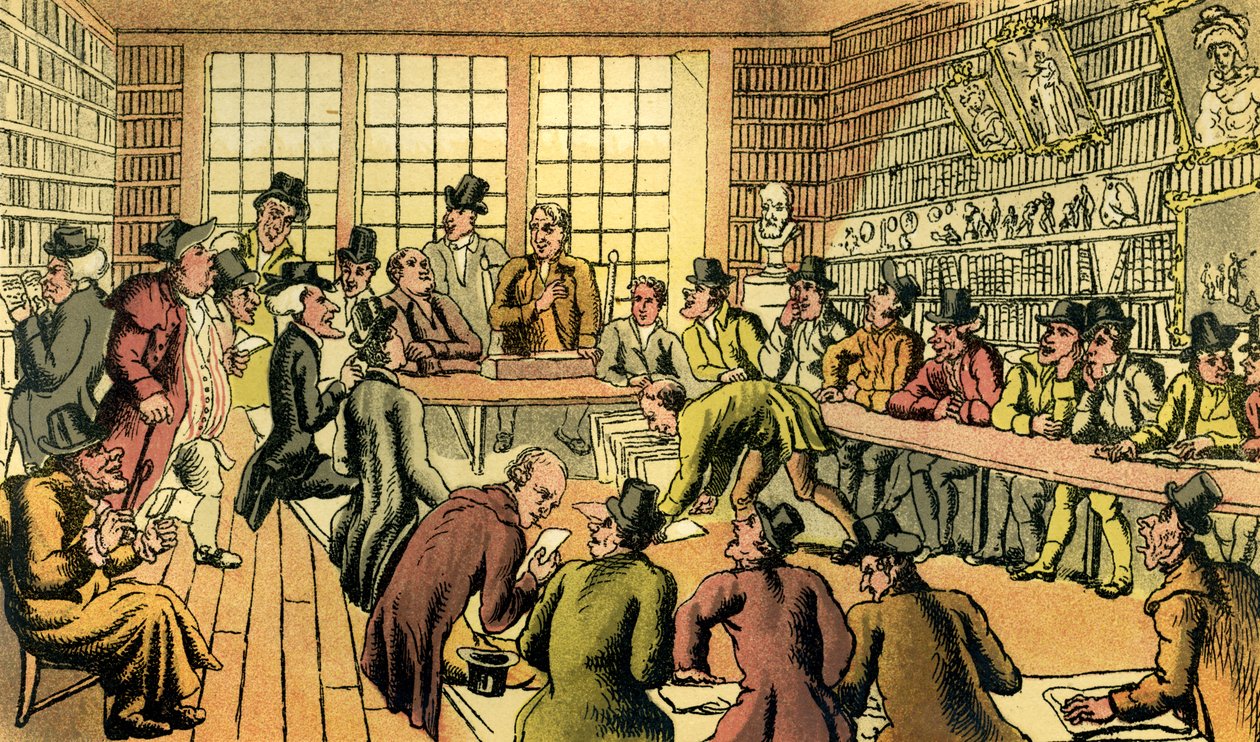 „Dr Syntax na aukcji” autorstwa Thomas Rowlandson
