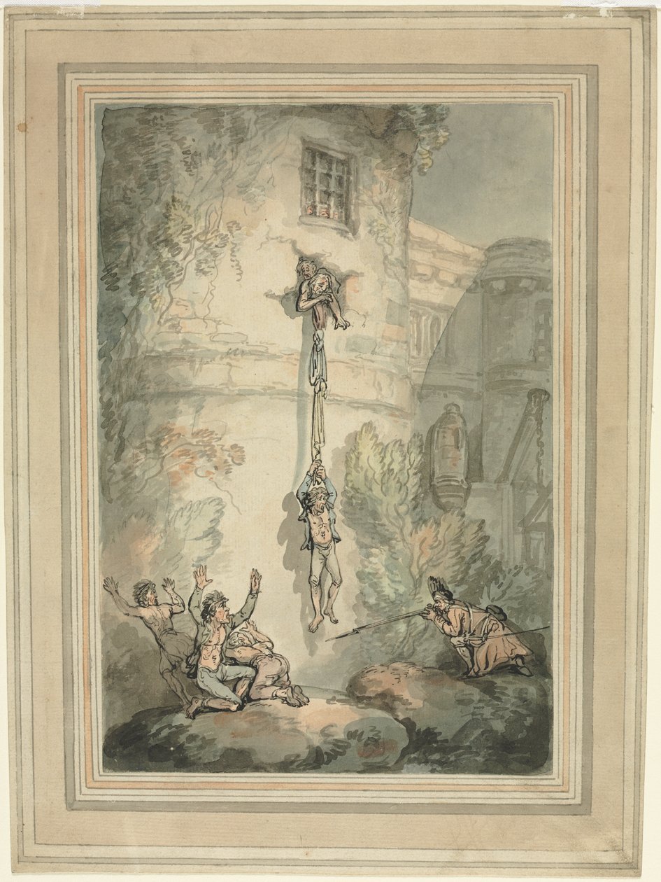 Ucieczka francuskich więźniów autorstwa Thomas Rowlandson