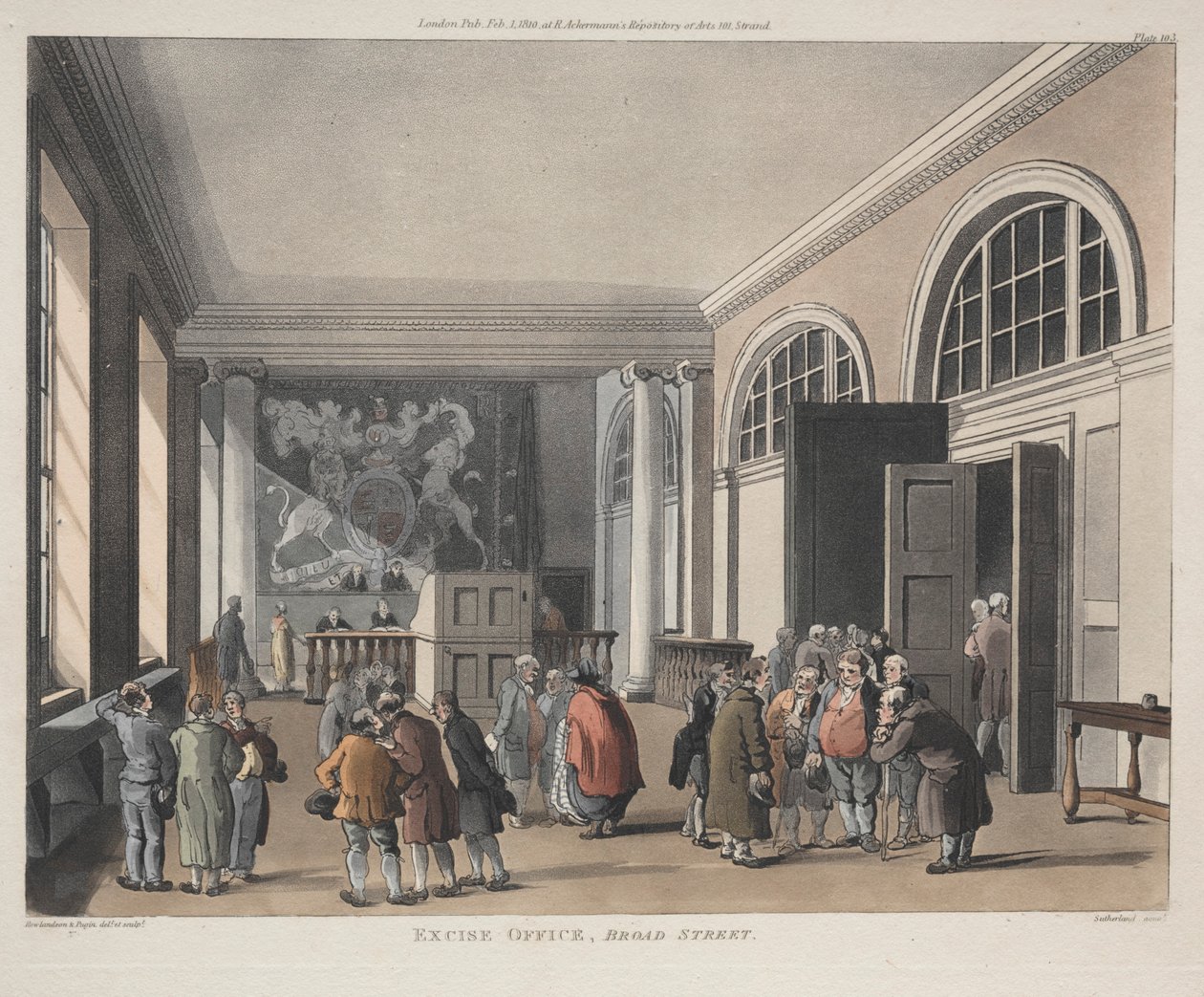 Urząd Akcyzowy, Broad Street, 1810. autorstwa Thomas Rowlandson