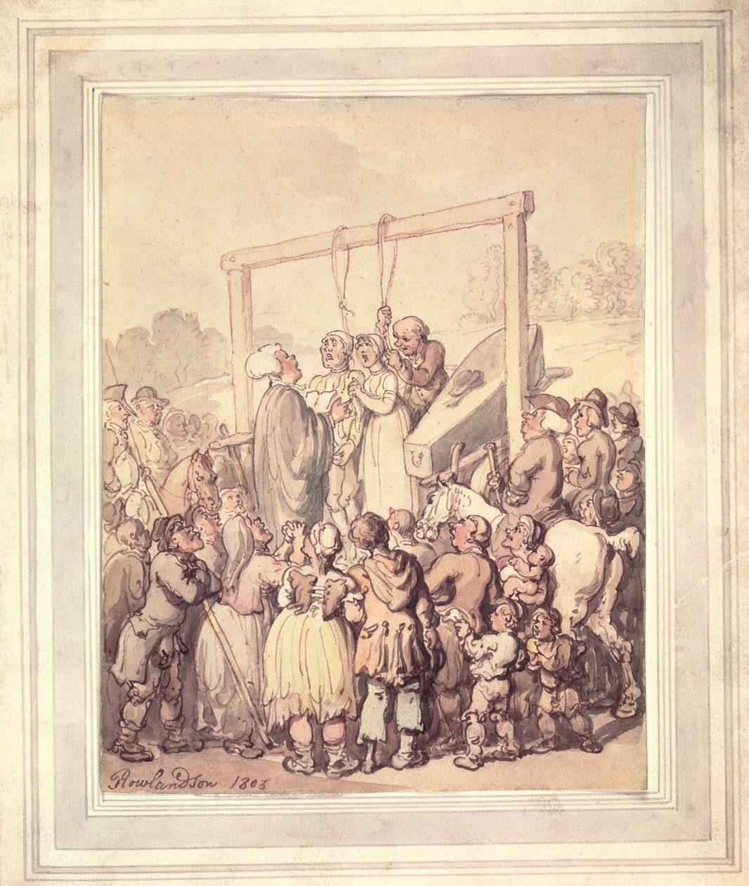 Egzekucja w Tyburn, 1803 autorstwa Thomas Rowlandson