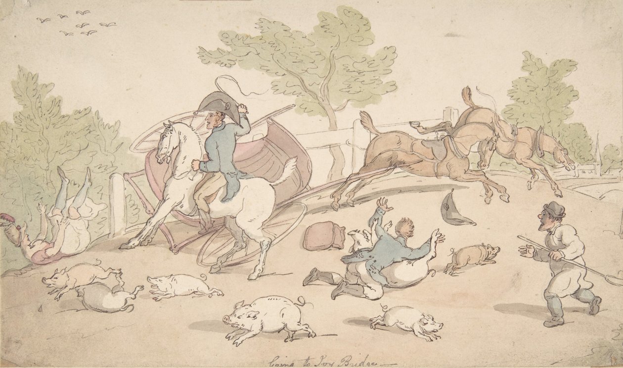 Idąc na Most Bluszczowy, 1780-1827. autorstwa Thomas Rowlandson