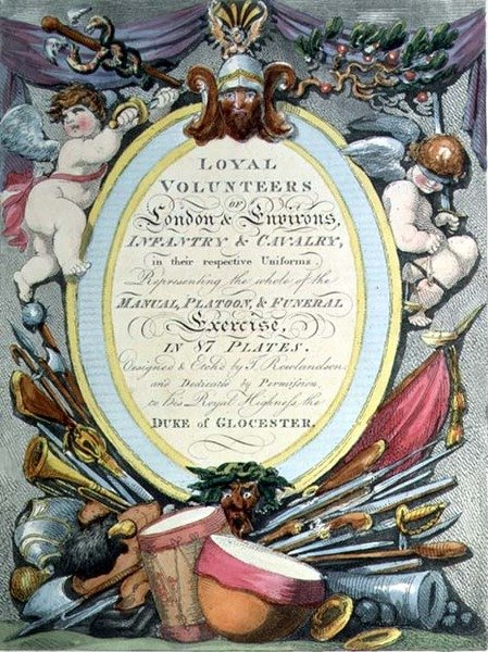 Loyal Volunteers of London, strona tytułowa autorstwa Thomas Rowlandson