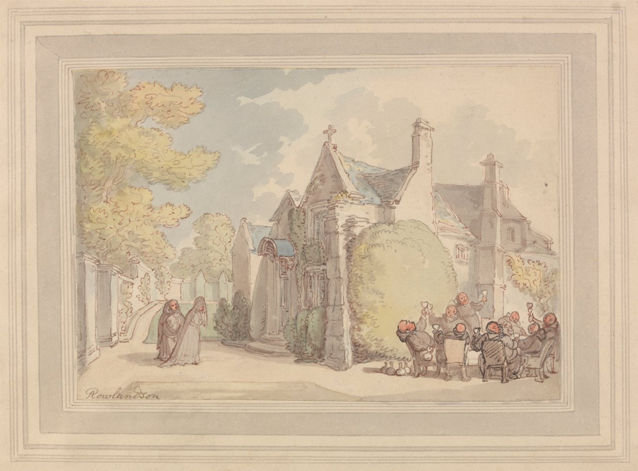 Mnisi hulający przed klasztorem autorstwa Thomas Rowlandson