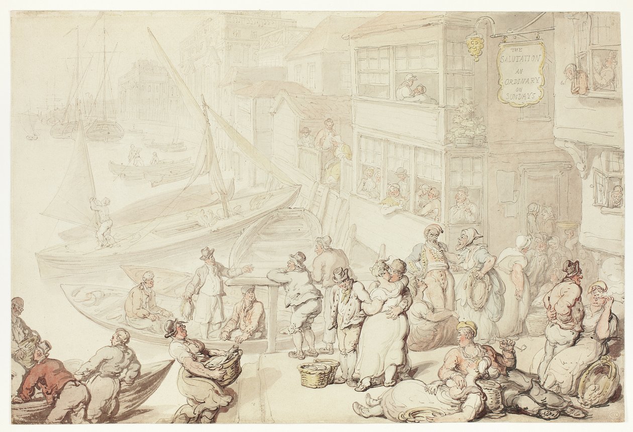 Przed Salutation Inn, Greenwich autorstwa Thomas Rowlandson