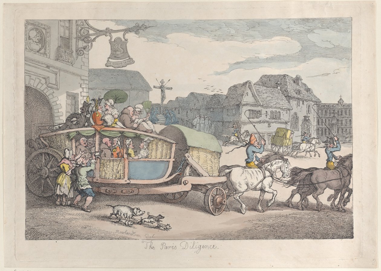 Paris Diligence, ca. 1810 r., ok. 1810 r. 1810. autorstwa Thomas Rowlandson