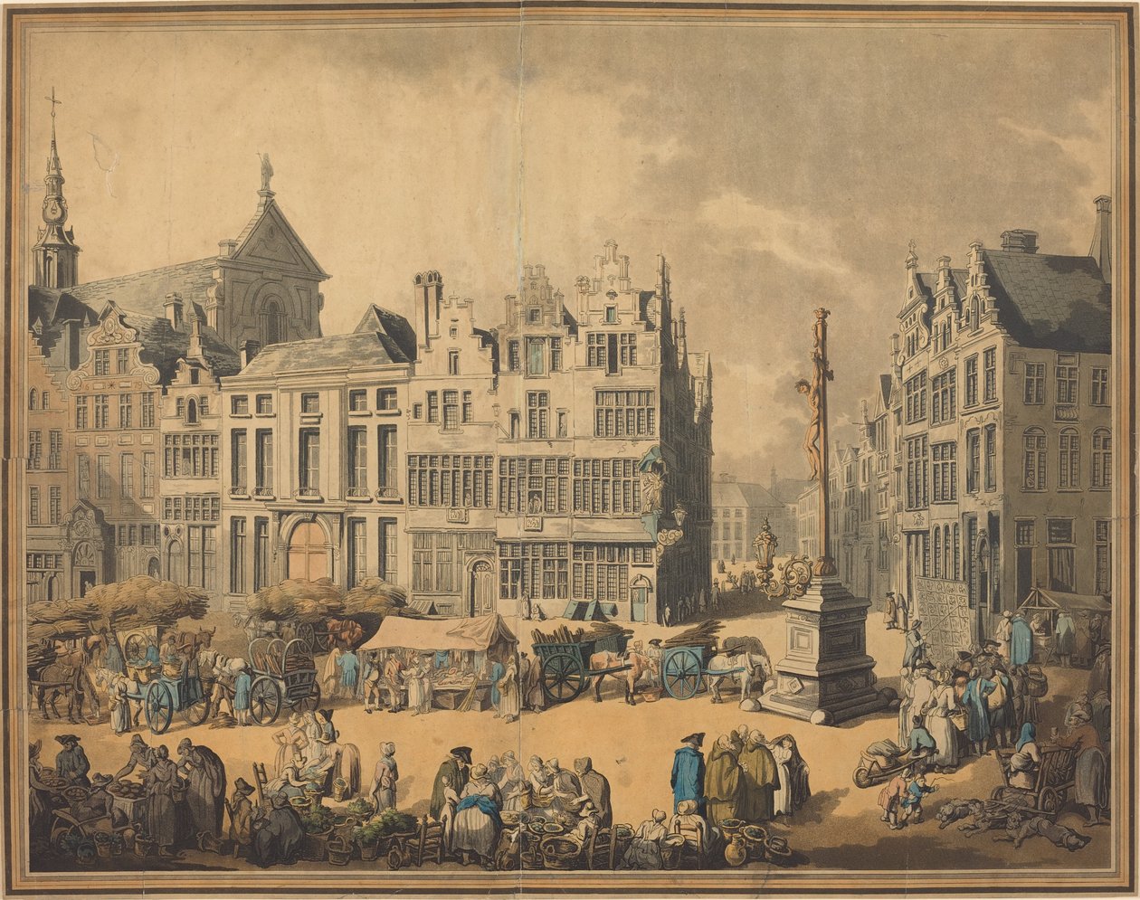 Place de Meir w Antwerpii autorstwa Thomas Rowlandson