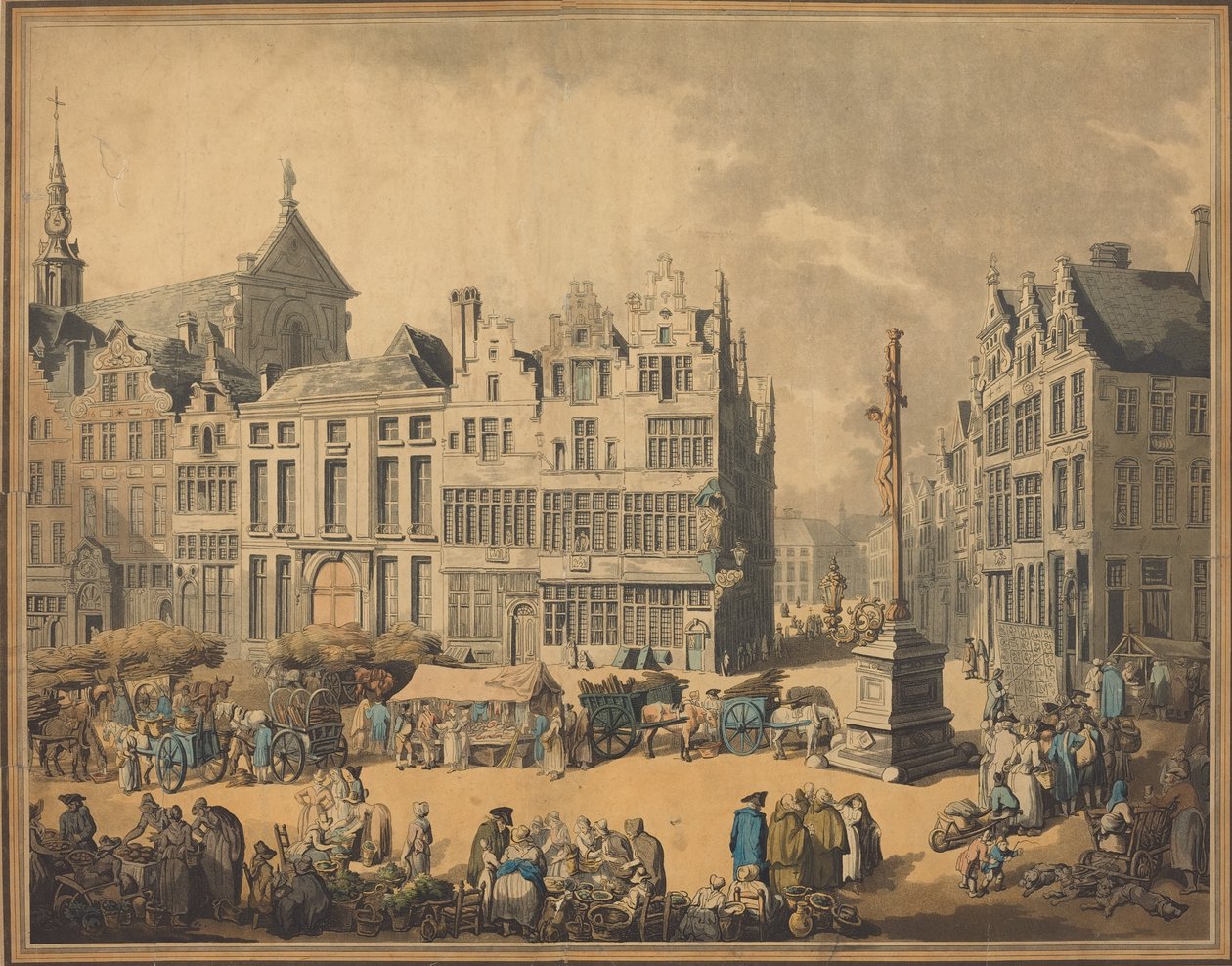 Place de Meir w Antwerpii, 1797. autorstwa Thomas Rowlandson