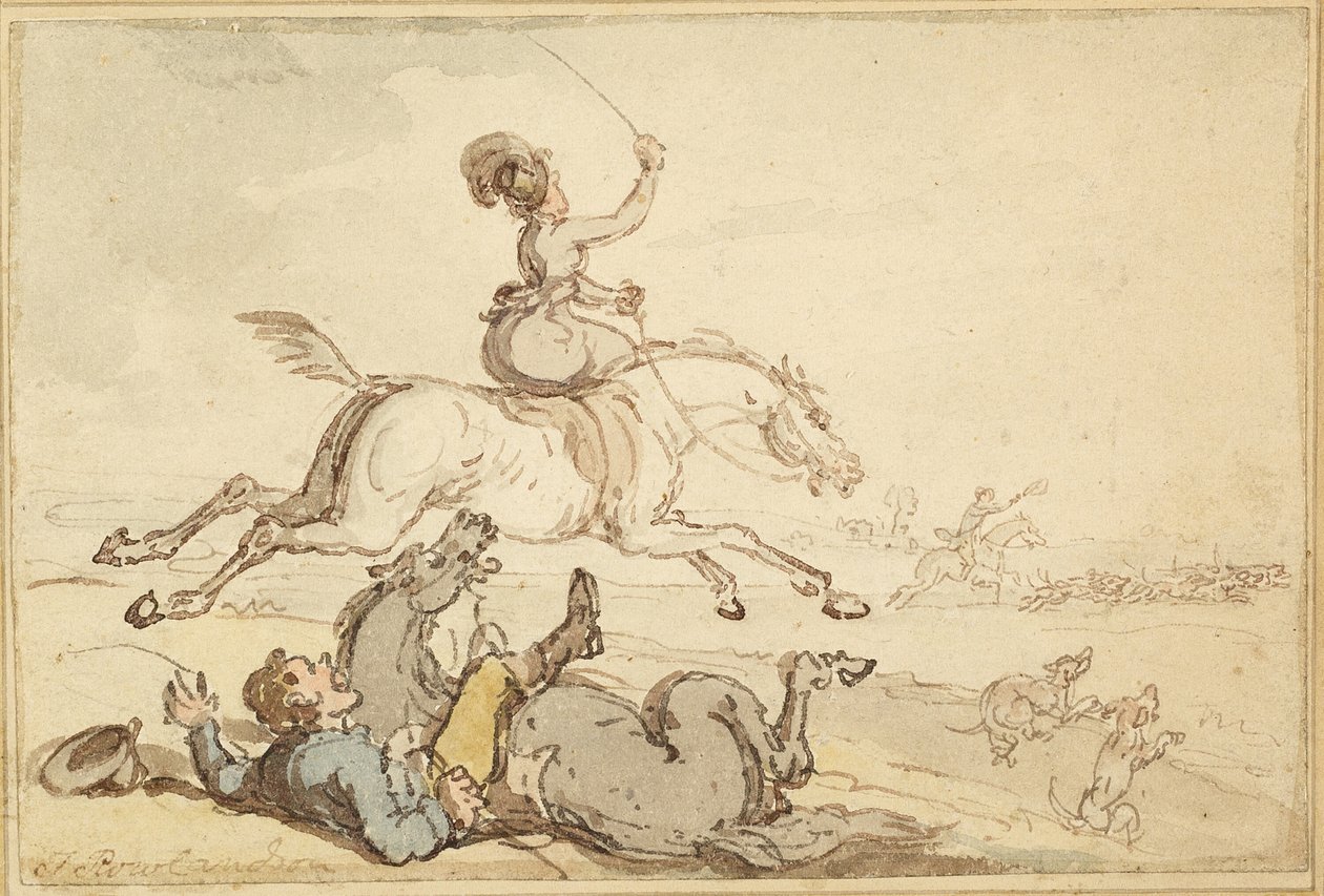 Jeździec rzucony na polowanie autorstwa Thomas Rowlandson
