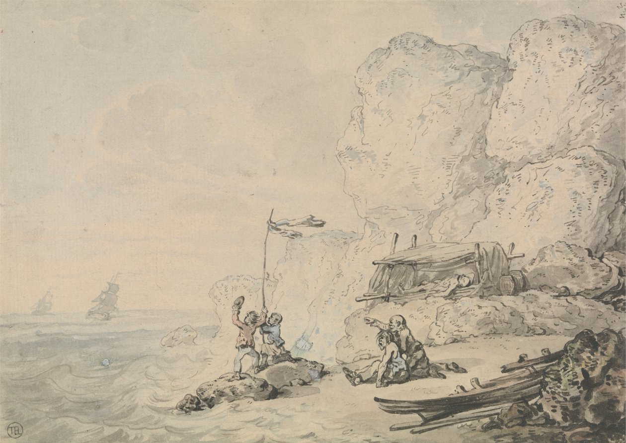 Rozbitkowie marynarze autorstwa Thomas Rowlandson