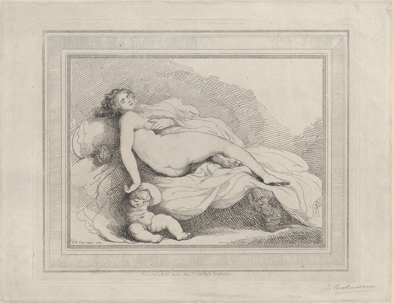 Śpiąca Wenus i Miłość, 1799., 1799. autorstwa Thomas Rowlandson