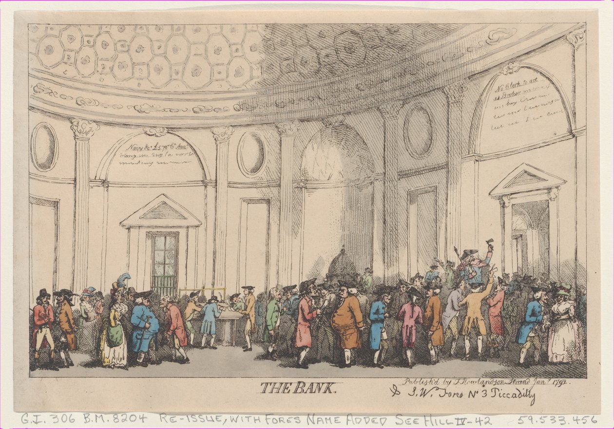 Bank, styczeń 1792., styczeń 1792. autorstwa Thomas Rowlandson