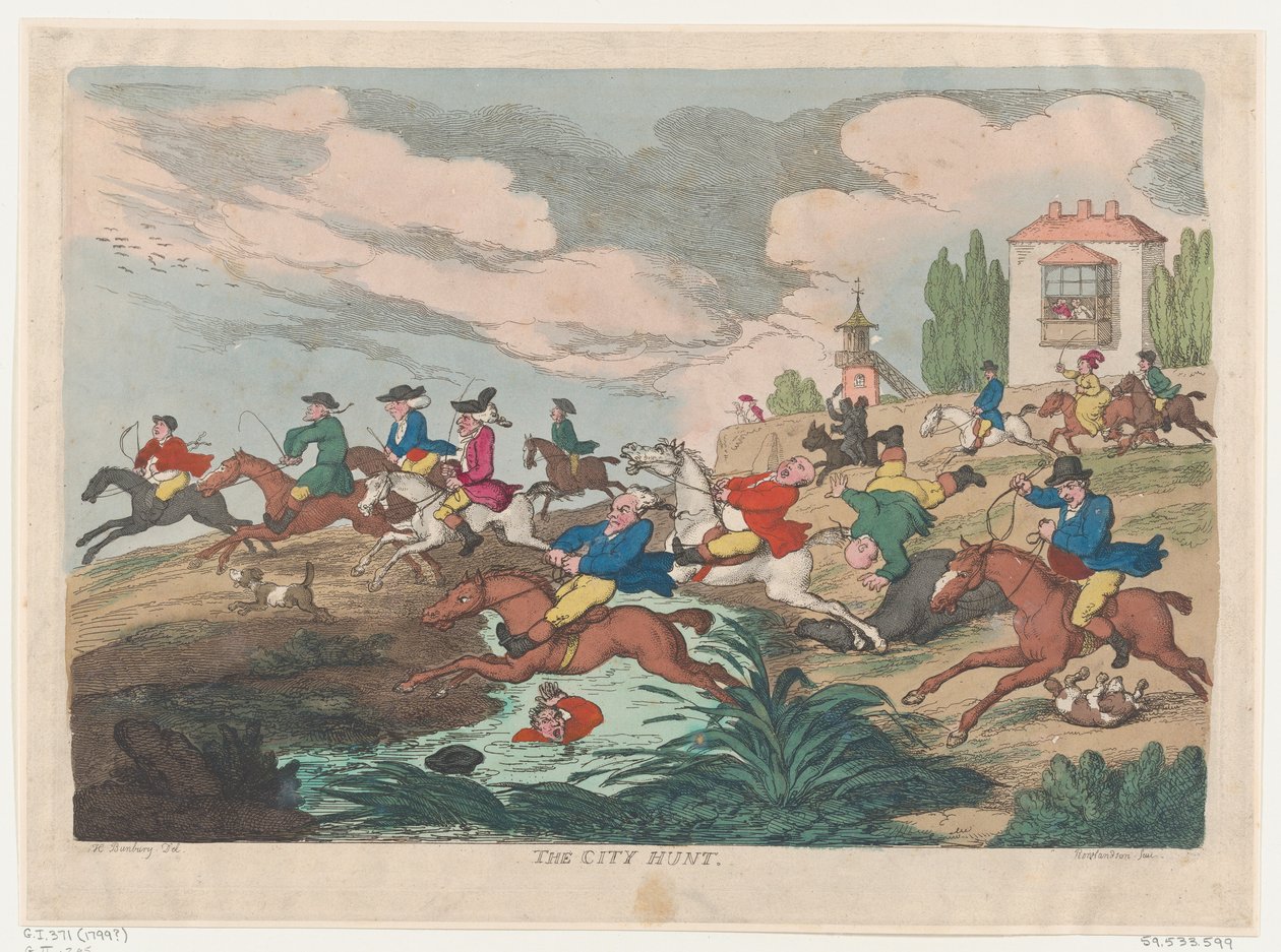 Polowanie na miasto, ok. godz. 1810 r., ok. 1810 r. 1810. autorstwa Thomas Rowlandson