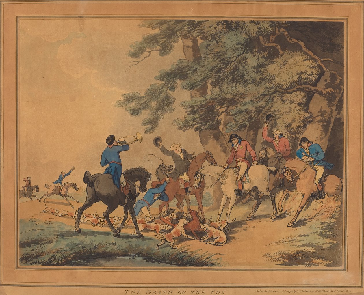 Śmierć lisa, opublikowana w 1786 r. autorstwa Thomas Rowlandson