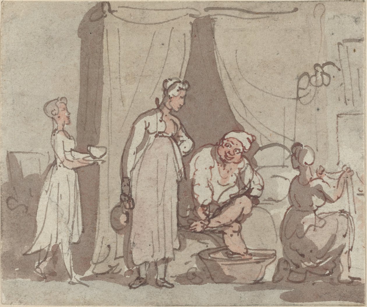 Kąpiel stóp (wysychanie) autorstwa Thomas Rowlandson