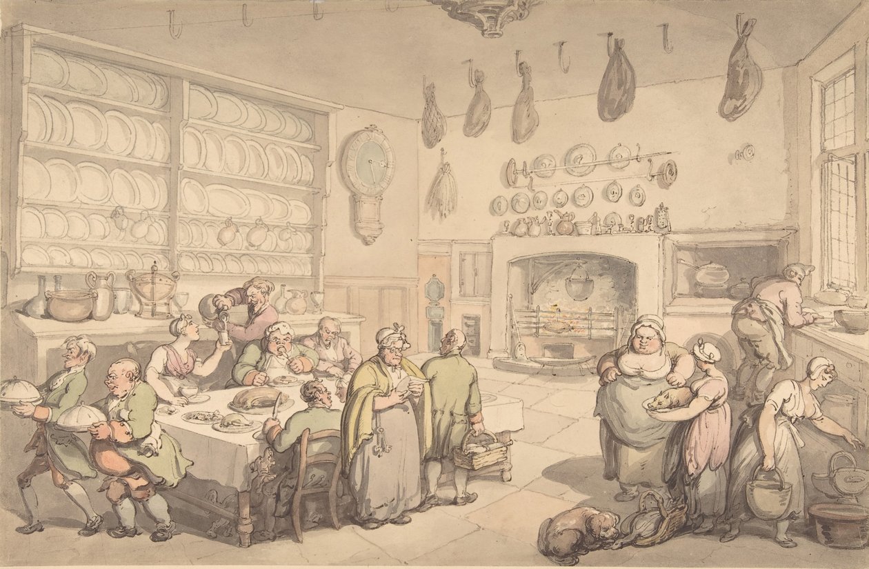 Kuchnia Dziedzica, koniec XVIII – początek XIX wieku. autorstwa Thomas Rowlandson