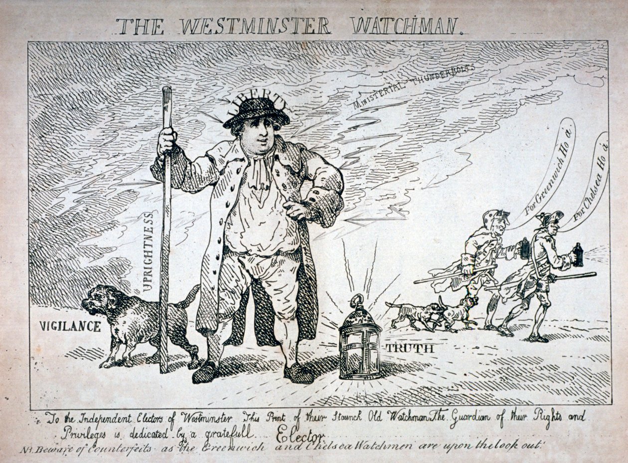 „Strażnik Westminsterski”, 1784 r. autorstwa Thomas Rowlandson