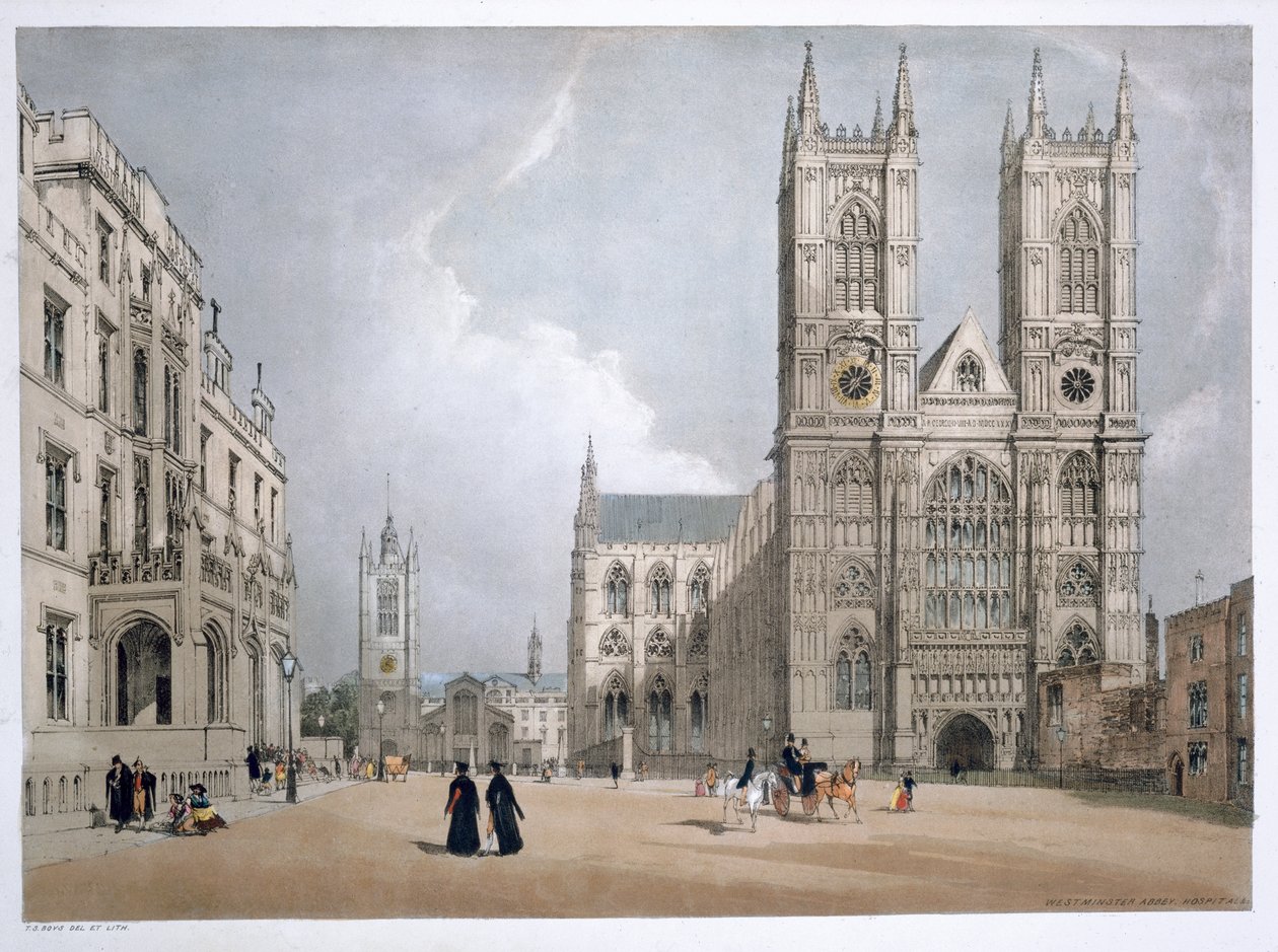 Opactwo i szpital Westminster, Londyn, 1842 r. autorstwa Thomas Shotter Boys