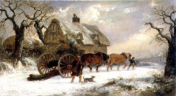 Carting Timber - Zima (olej na panelu) autorstwa Thomas Smythe