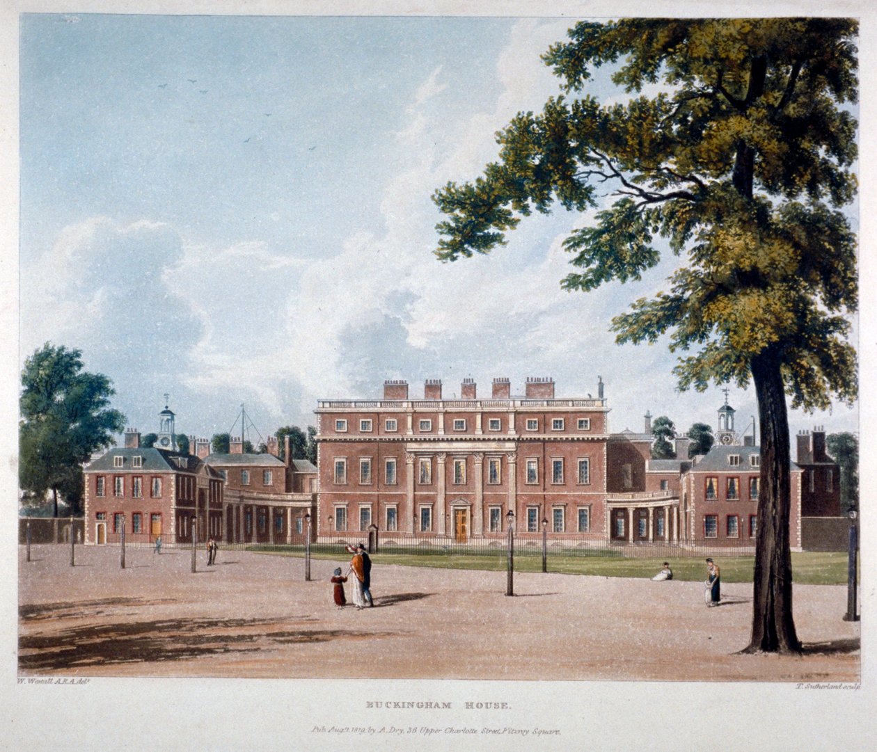 Buckingham House, Westminster, Londyn, 1819 autorstwa Thomas Sutherland