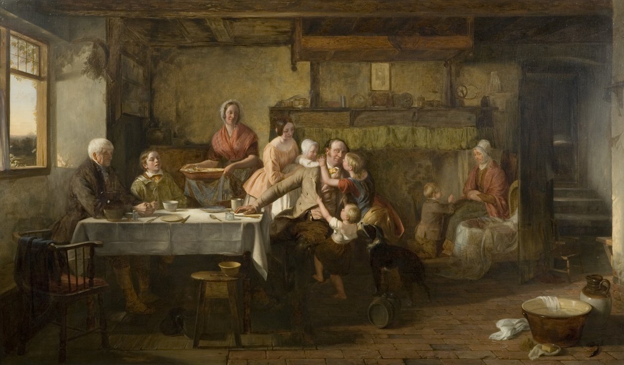 Dobranoc (olej na panelu) autorstwa Thomas Webster