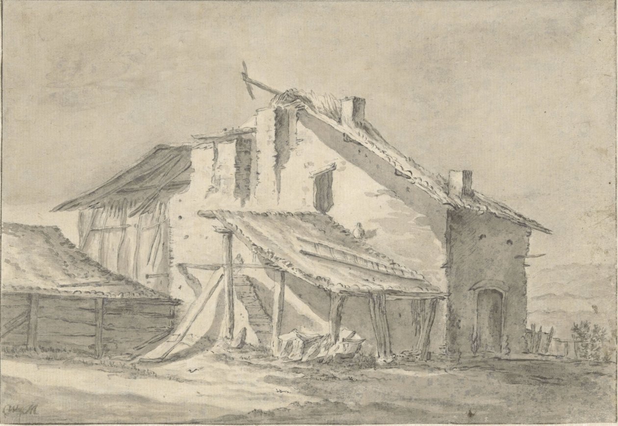 Zrujnowany dom wiejski autorstwa Thomas Wijck (attributed to)