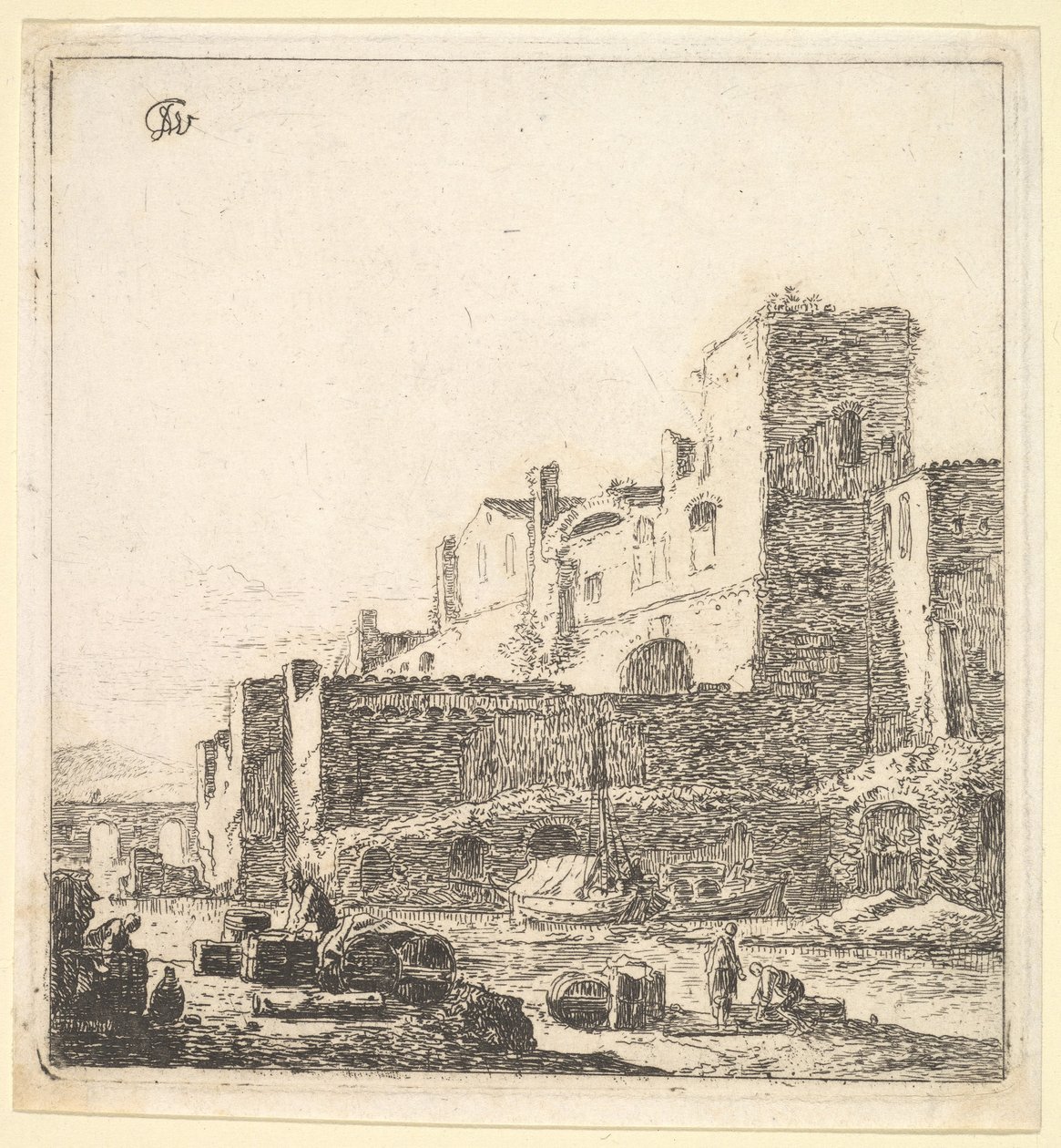 Marynarze na brzegu rzeki, XVII wiek. autorstwa Thomas Wijck