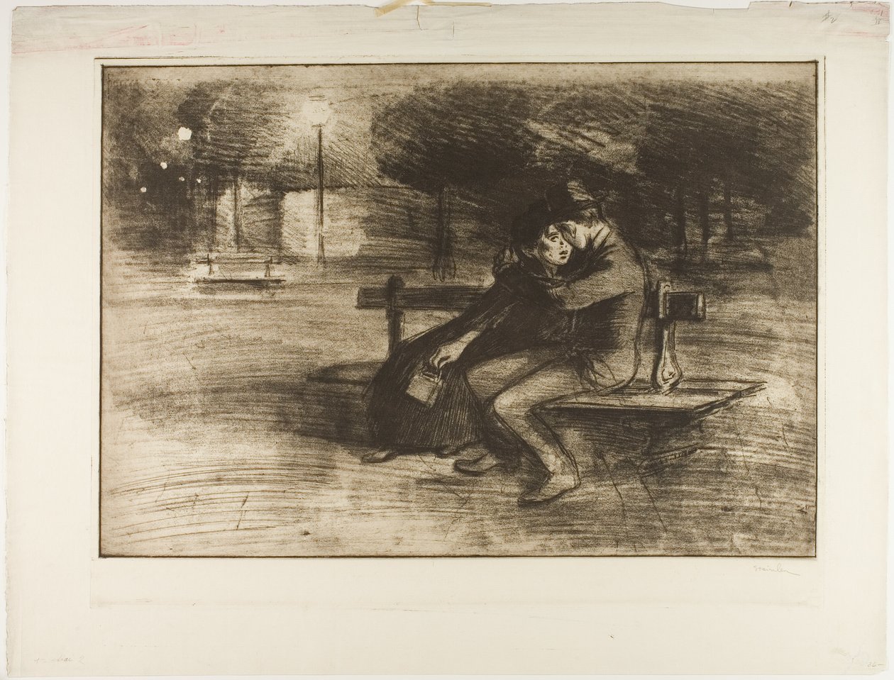Kochankowie na ławce autorstwa Théophile Alexandre Pierre Steinlen