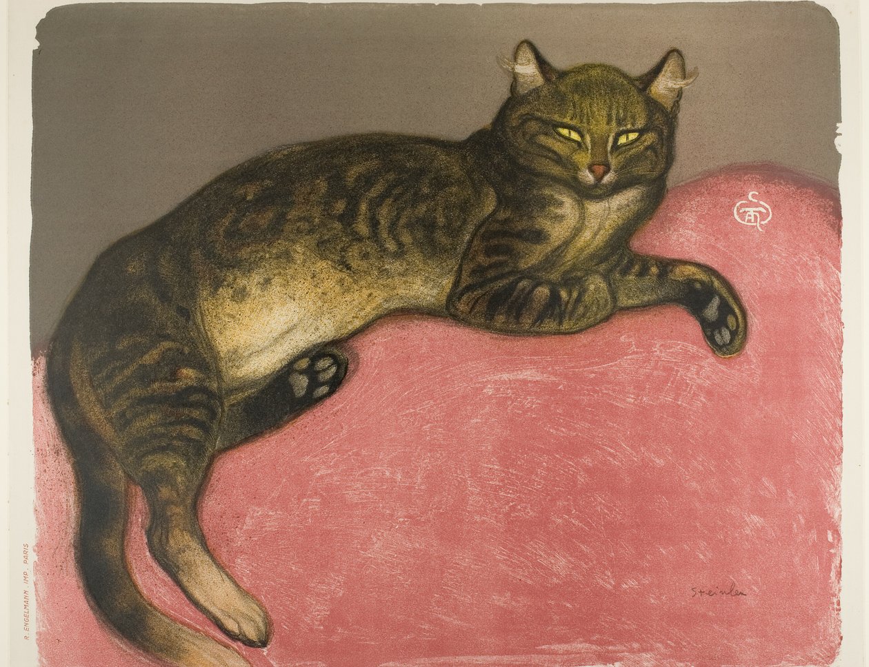 Zima: Kot na poduszce autorstwa Théophile Alexandre Pierre Steinlen