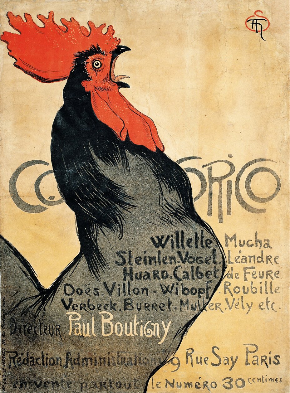 Plakat Cocorico autorstwa Théophile Alexandre Steinlen