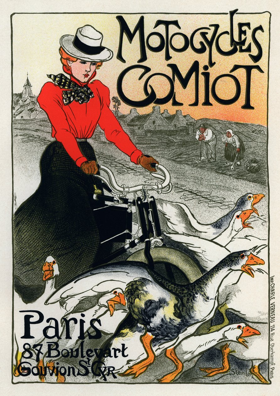 Motocykle Comiot”, plakat reklamowy, 1899. autorstwa Théophile Alexandre Steinlen
