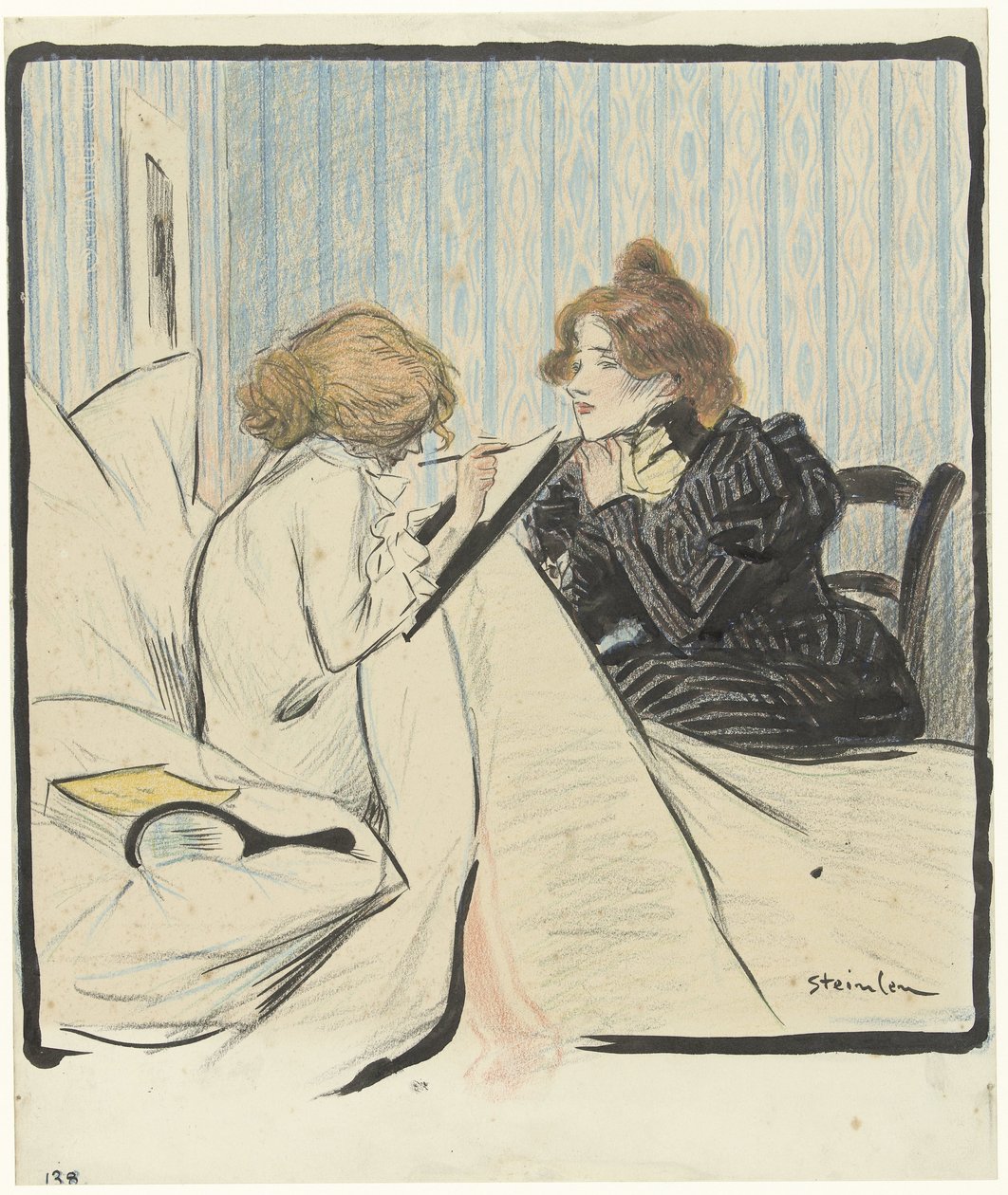 Dwie kobiety w sypialni autorstwa Théophile Alexandre Steinlen