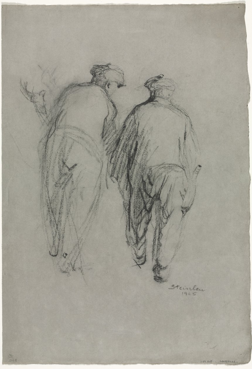 Dwóch pracujących mężczyzn, widok z tyłu autorstwa Théophile Alexandre Steinlen