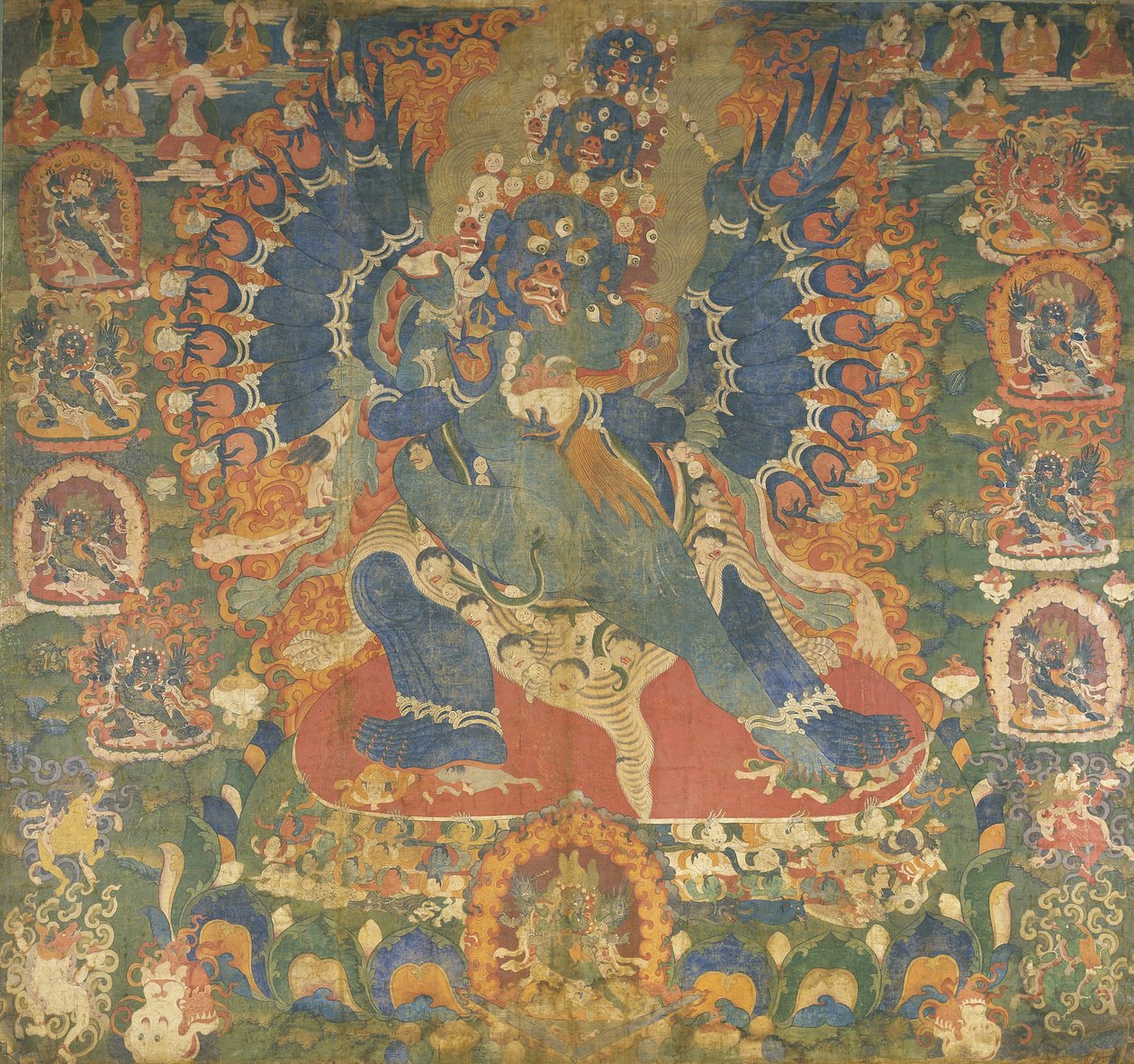 Thangka przedstawiający Mahottarę Herukę autorstwa Tibetan School