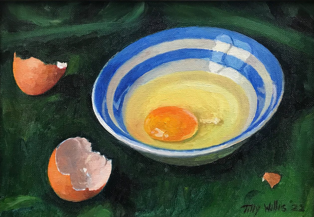 Somerset Egg, 2022 (óleo a bordo) polonês autorstwa Tilly Willis