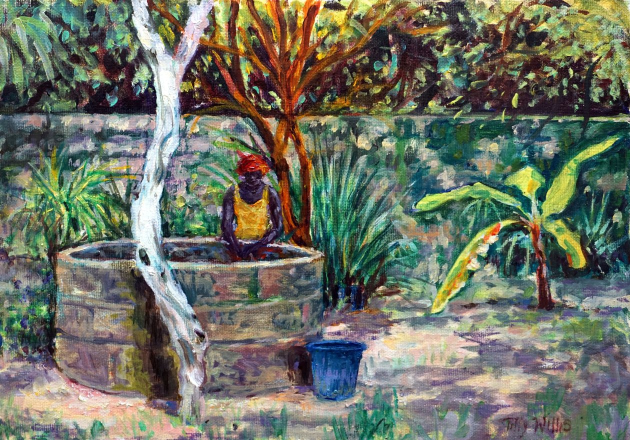 Studnia w ogrodzie,2017,olej autorstwa Tilly Willis