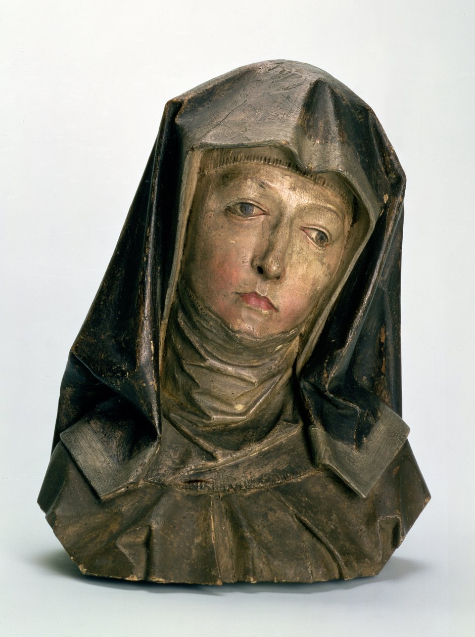 Głowa św. Anny, 1500-10 (drewno malowane) autorstwa Tilman Riemenschneider
