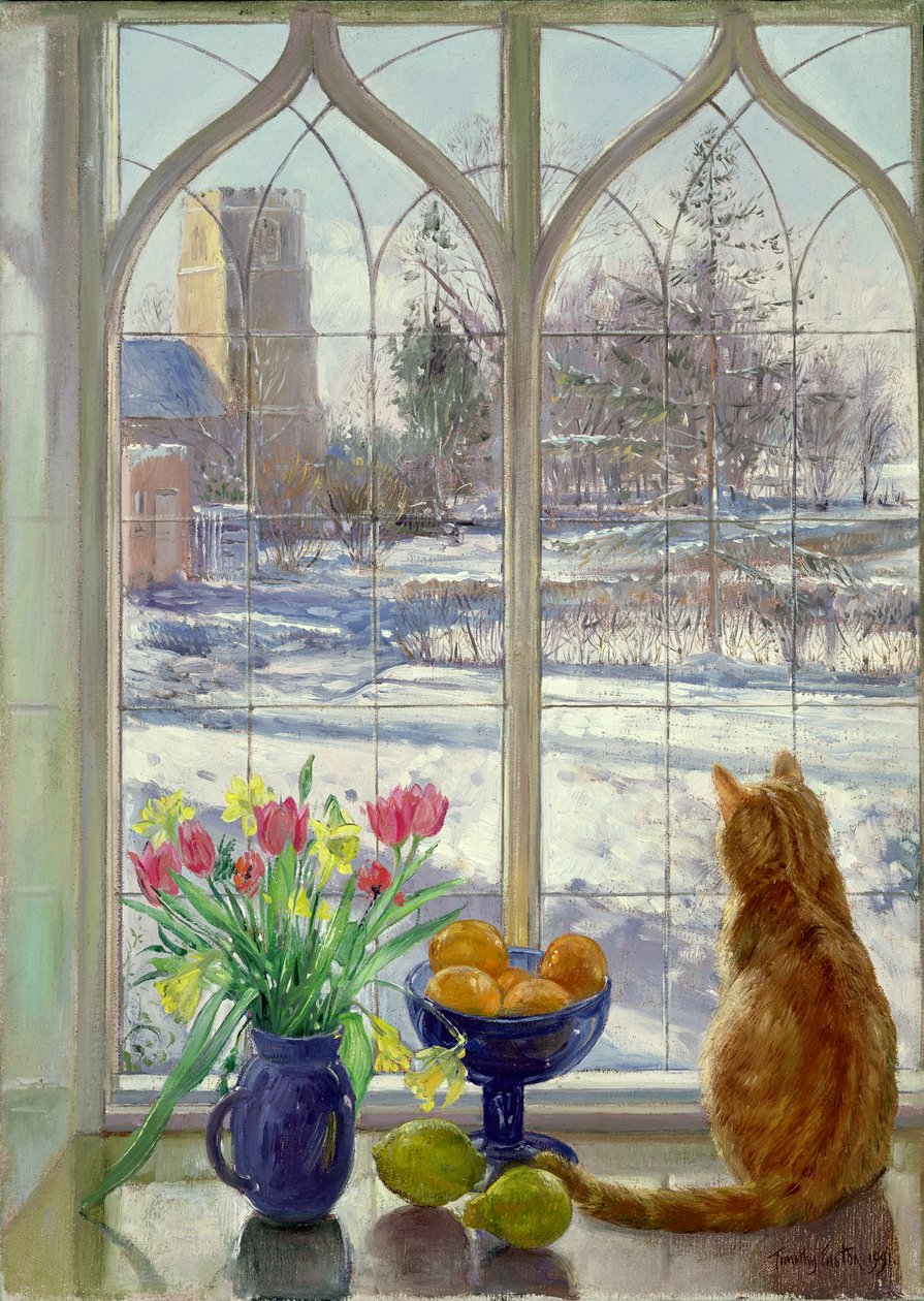 Śnieżne cienie i kot autorstwa Timothy Easton