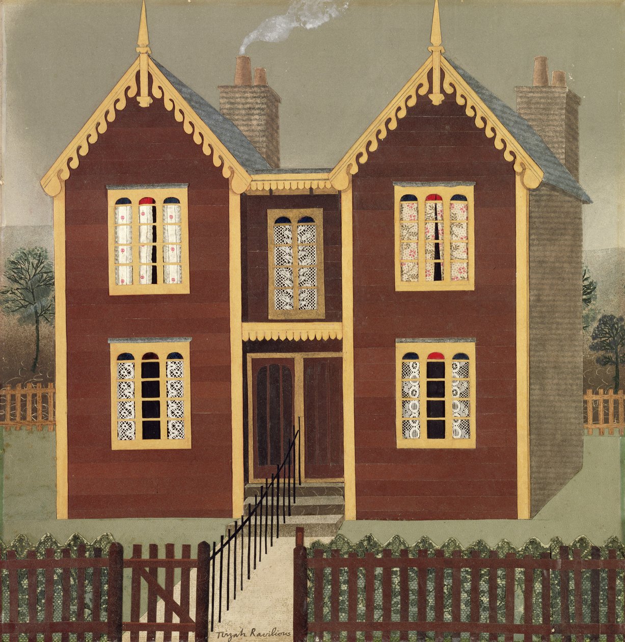 Wille w zabudowie bliźniaczej (kolaż) autorstwa Tirzah Ravilious