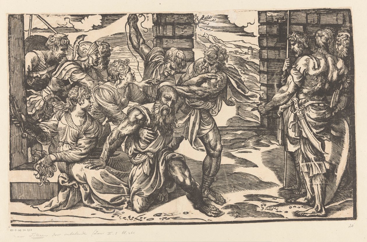 Samson walczy z filistyńskimi żołnierzami autorstwa Titiaan